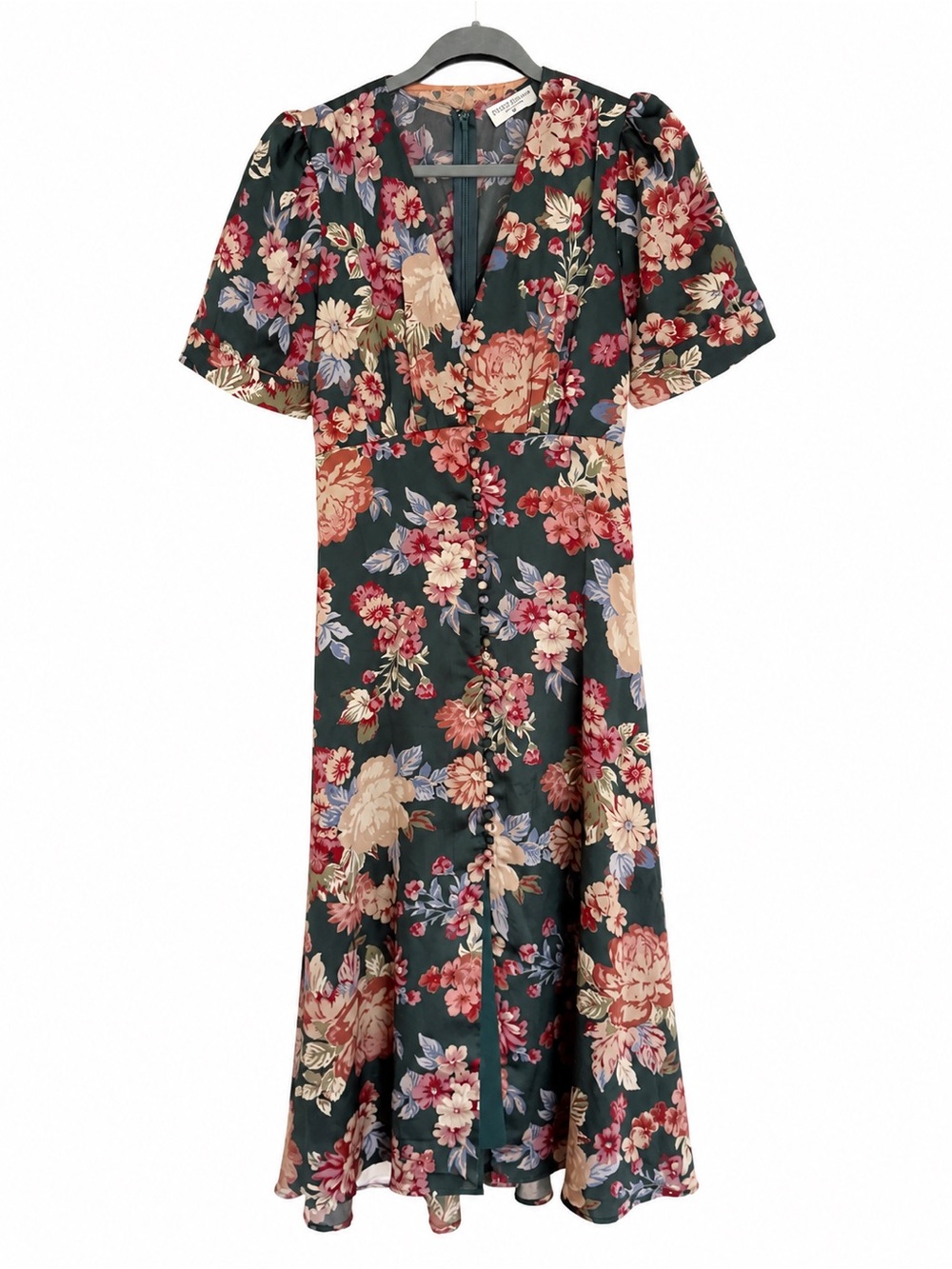 Dress Forum Green Floral Button Front Midi Dress Cottagecore S